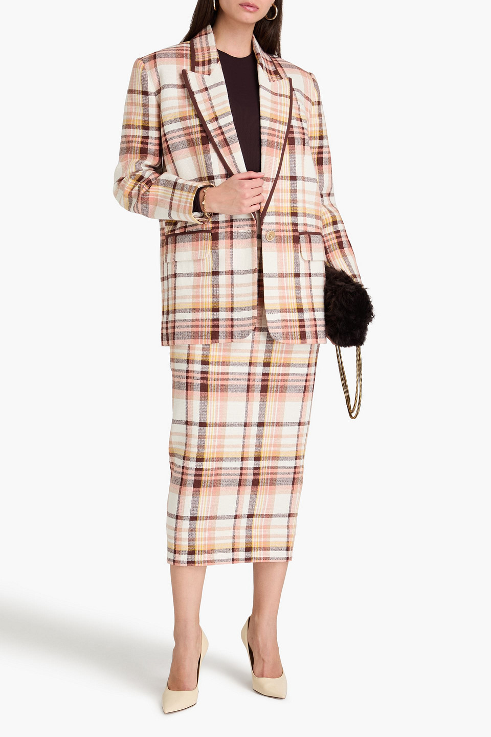 Zimmermann Checked Linen And Cotton-blend Blazer In Elfenbein