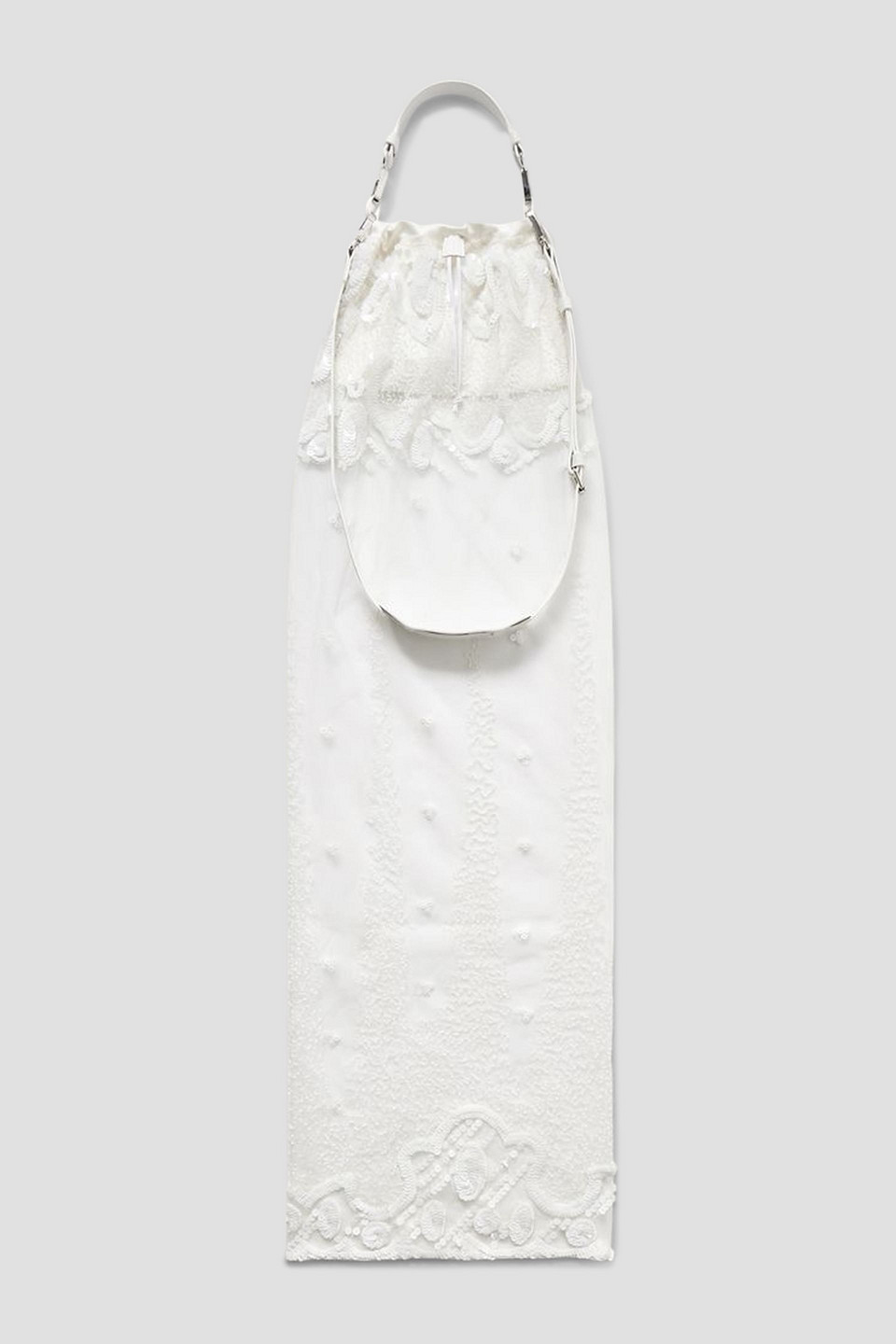 Agatha leather, satin and embellished tulle shoulder bag