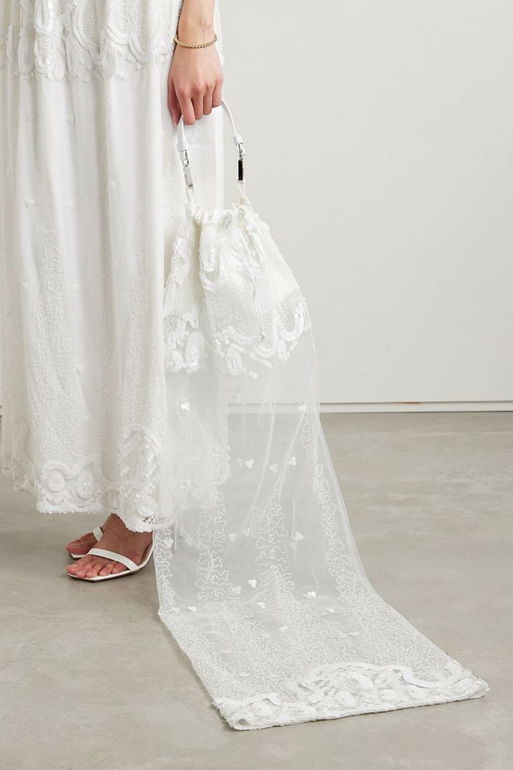 16ARLINGTON Agatha leather, satin and embellished tulle shoulder bag
