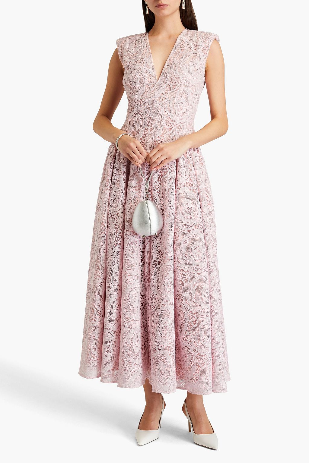 HUISHAN ZHANG Claret guipure lace maxi dress