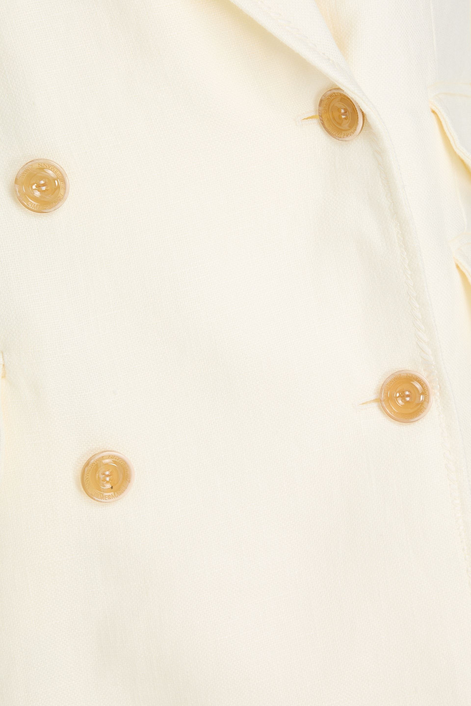 Zimmermann Double-breasted Linen-blend Blazer In Ivory