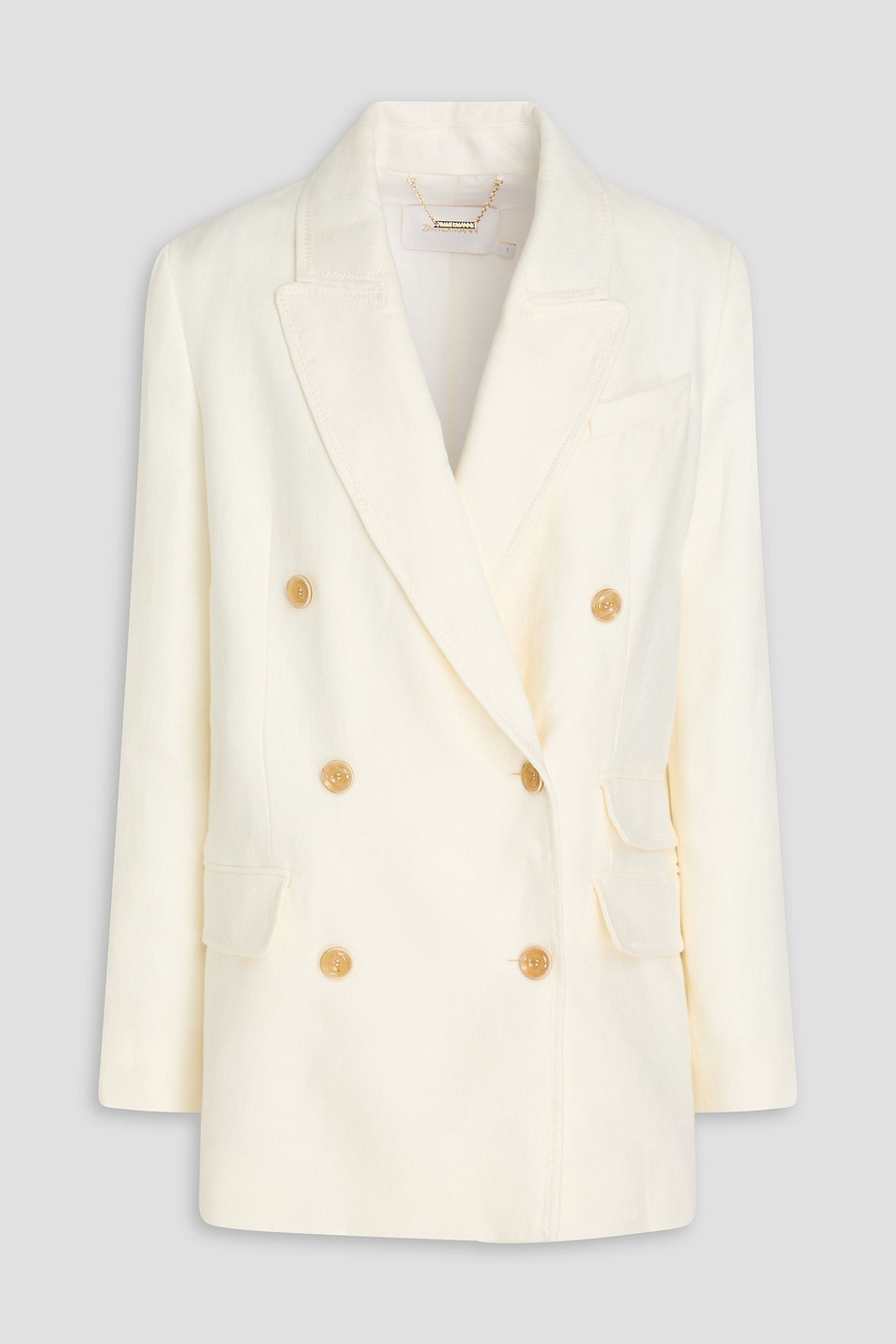 Zimmermann Double-breasted Linen Blazer In White