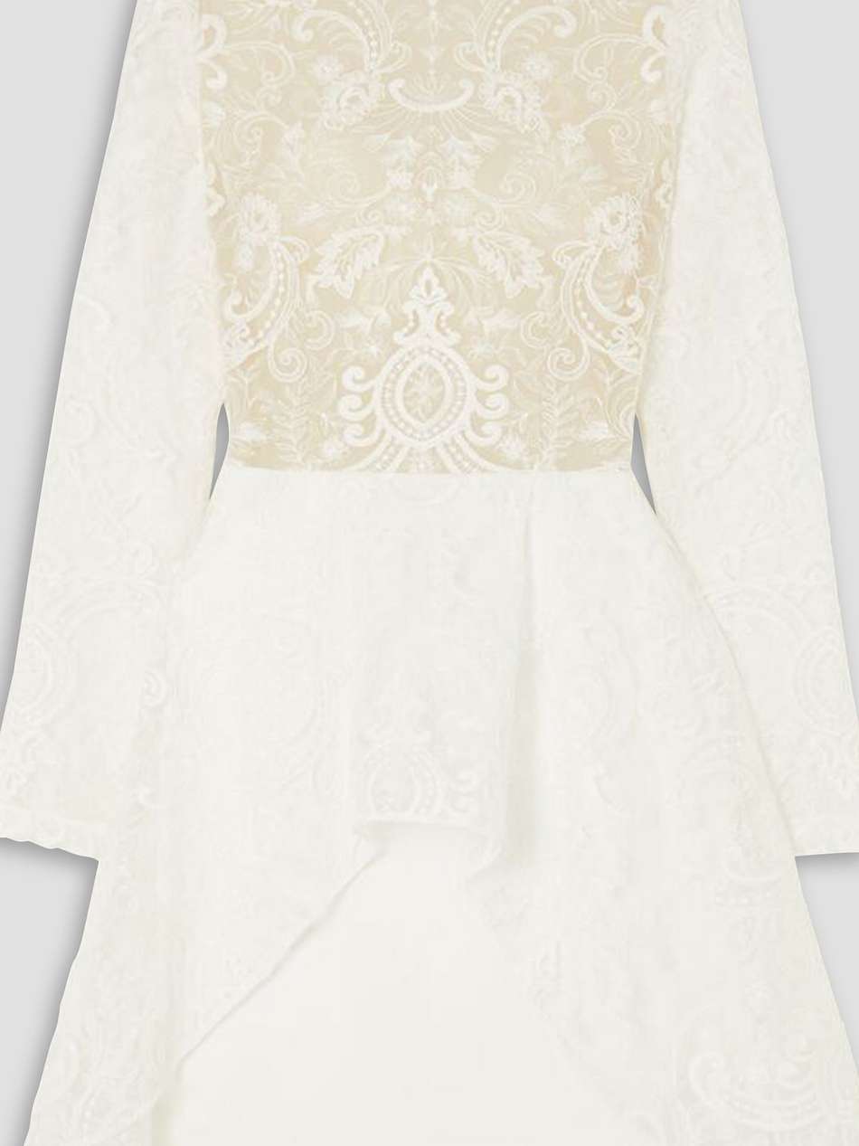 sansa open-back lace and crepe mini dress