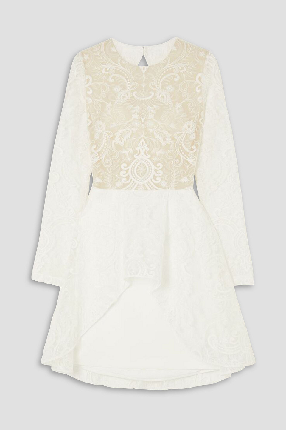 Rime Arodaky Sansa Open-back Lace And Crepe Mini Dress In Off-white