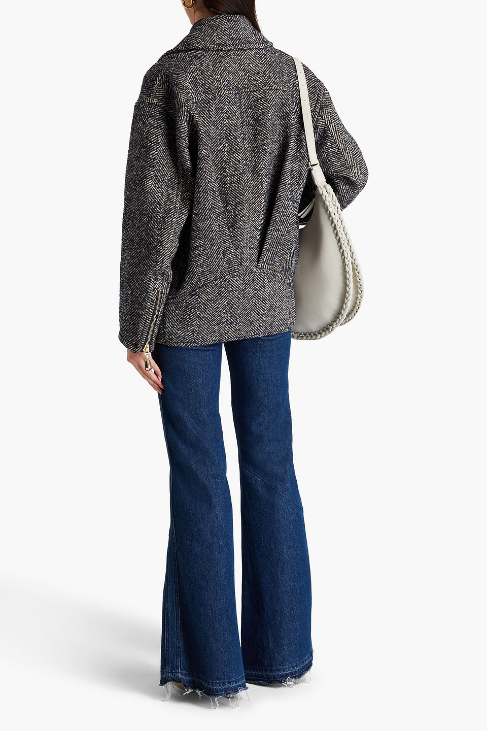 Zimmermann Mantel Aus Tweed Mit Fischgratmuster In Marineblau