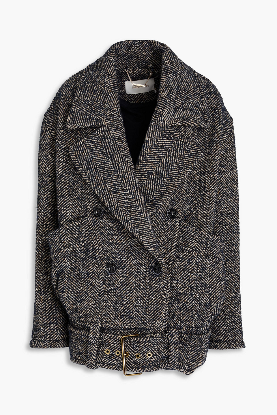 Zimmermann Mantel Aus Tweed Mit Fischgratmuster In Marineblau