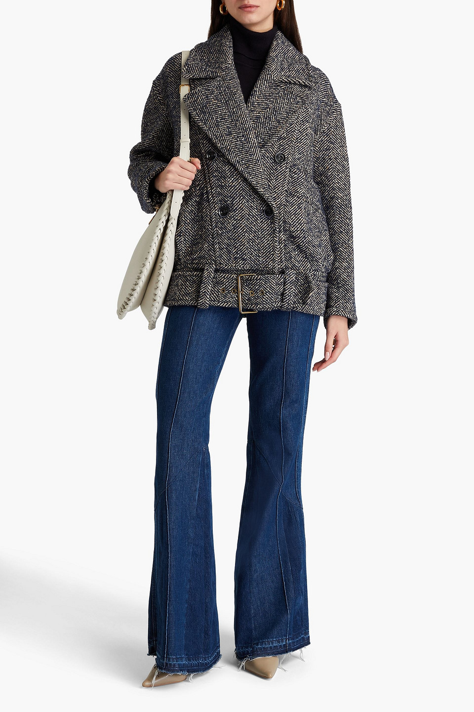 Zimmermann Mantel Aus Tweed Mit Fischgratmuster In Marineblau
