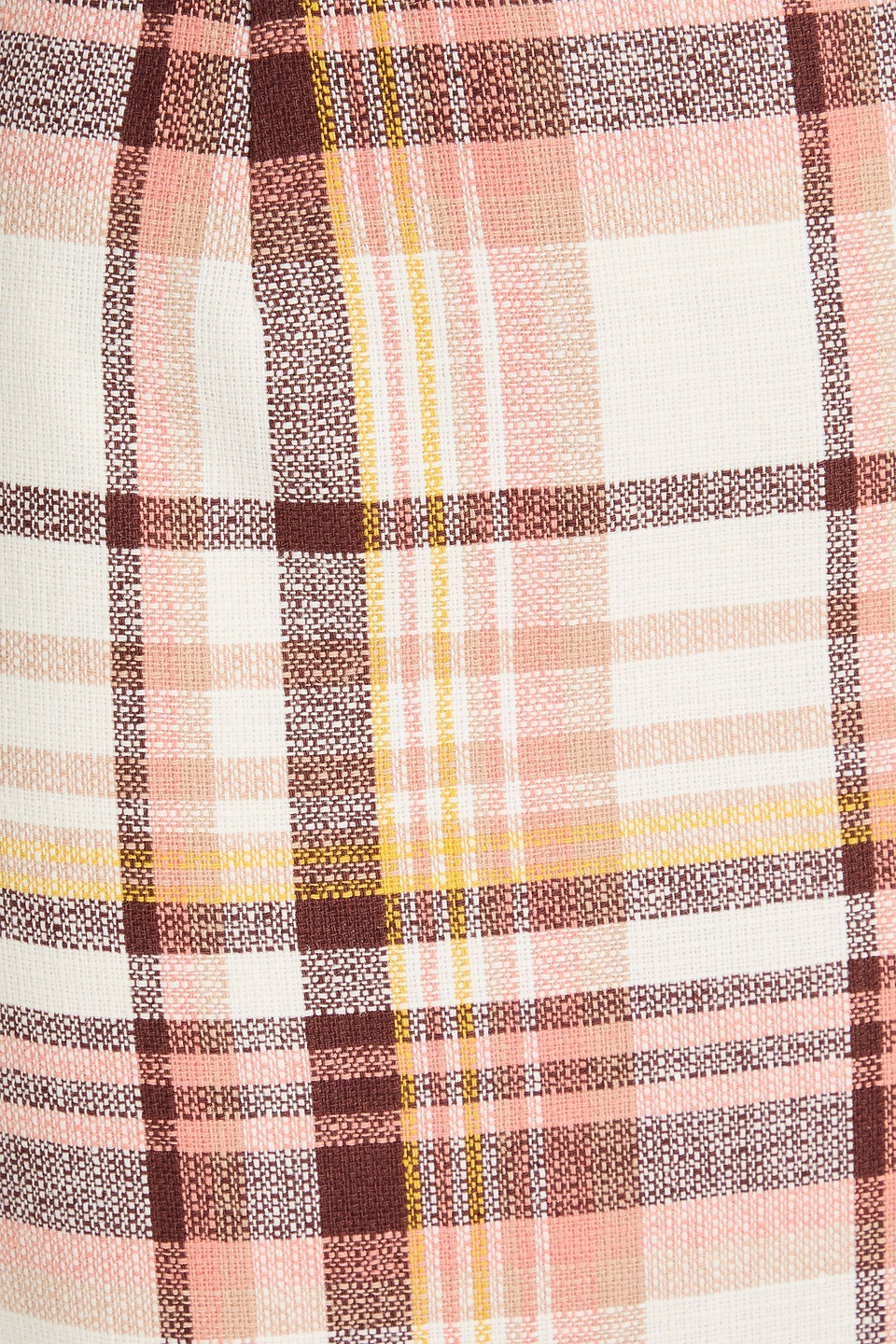 Zimmermann Matchmaker Checked Linen And Cotton-blend Midi Skirt In Elfenbein