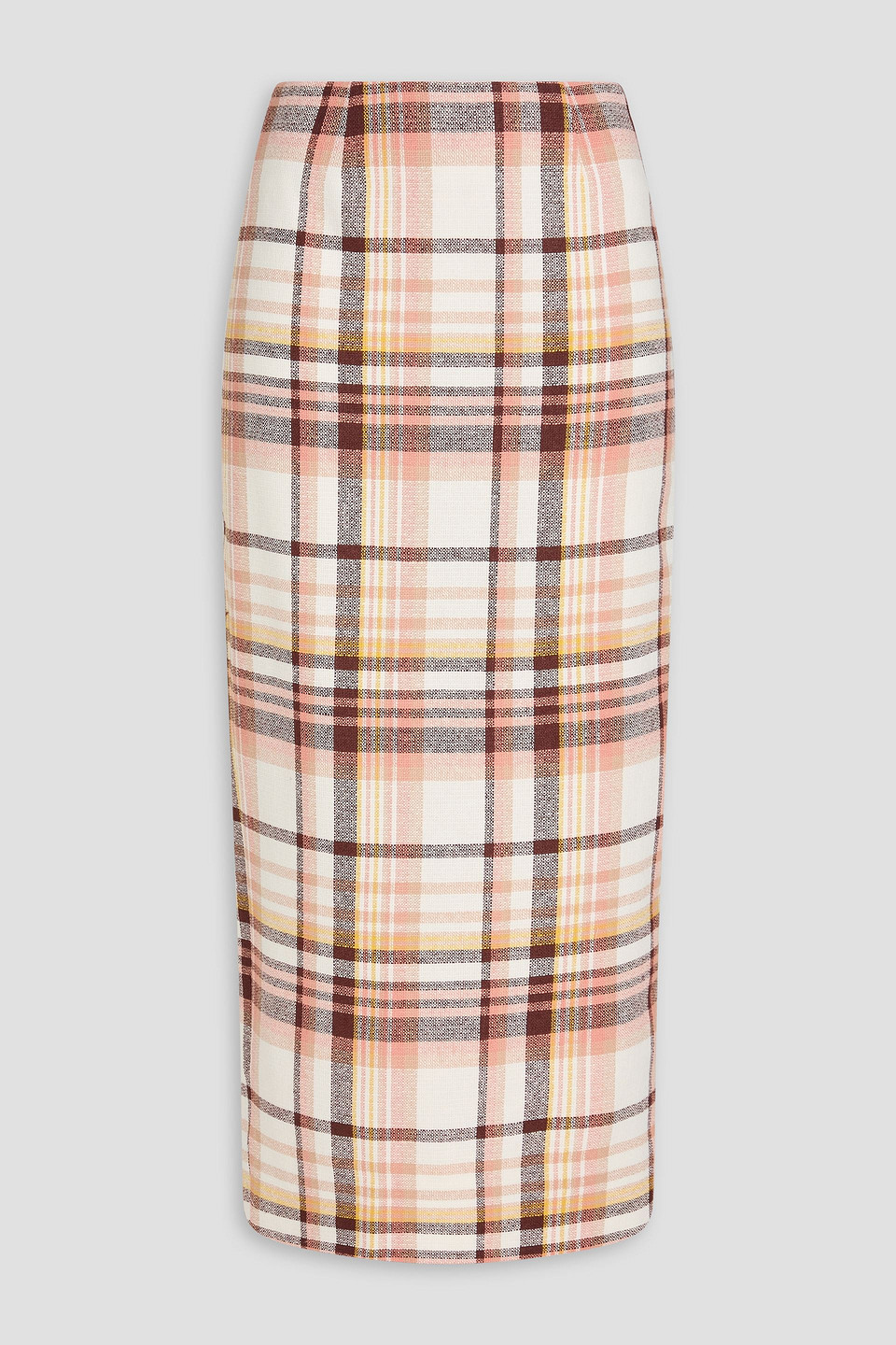 Zimmermann Matchmaker Checked Linen And Cotton-blend Midi Skirt In Elfenbein