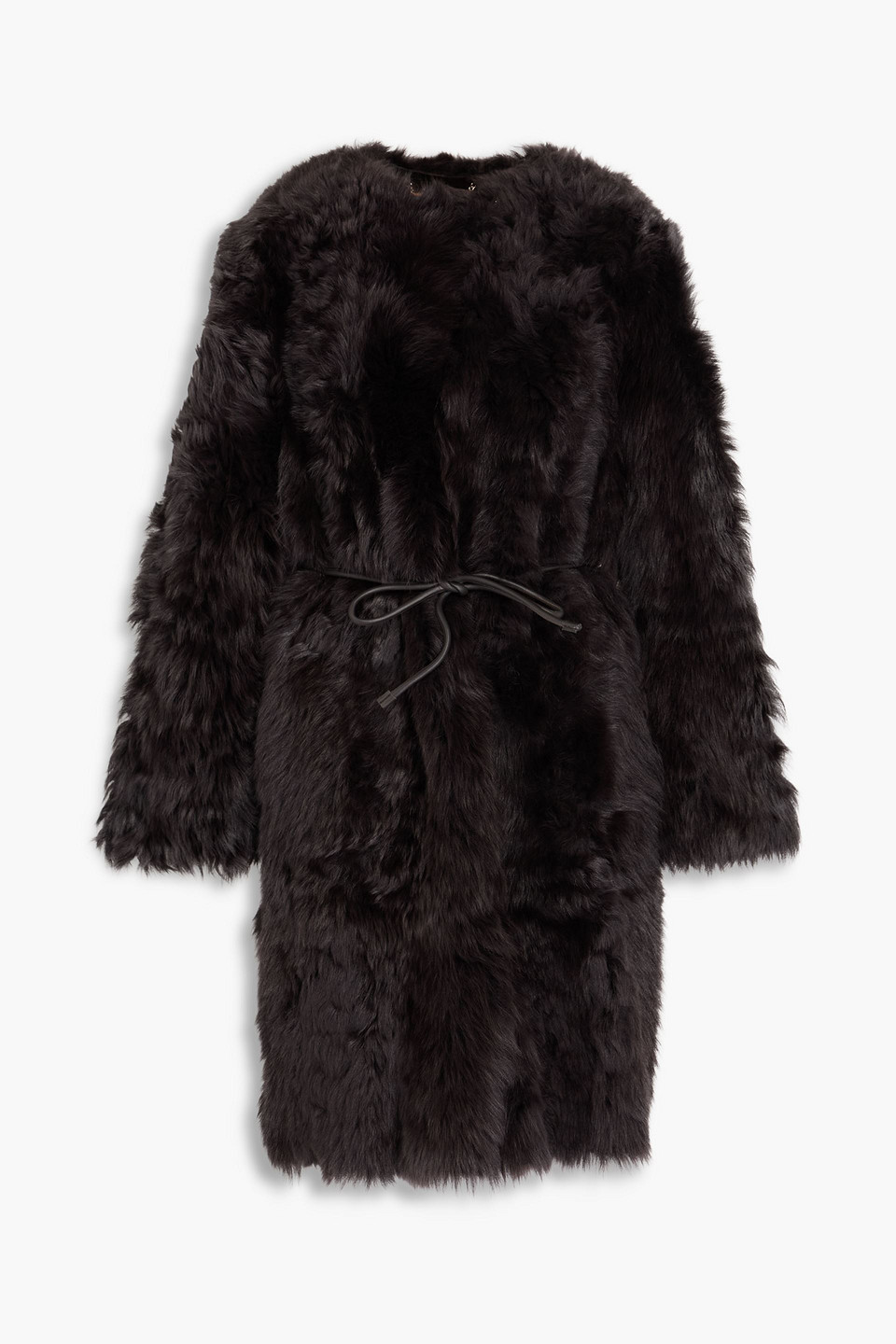 zimmermann - belted shearling coat - brown - s/m