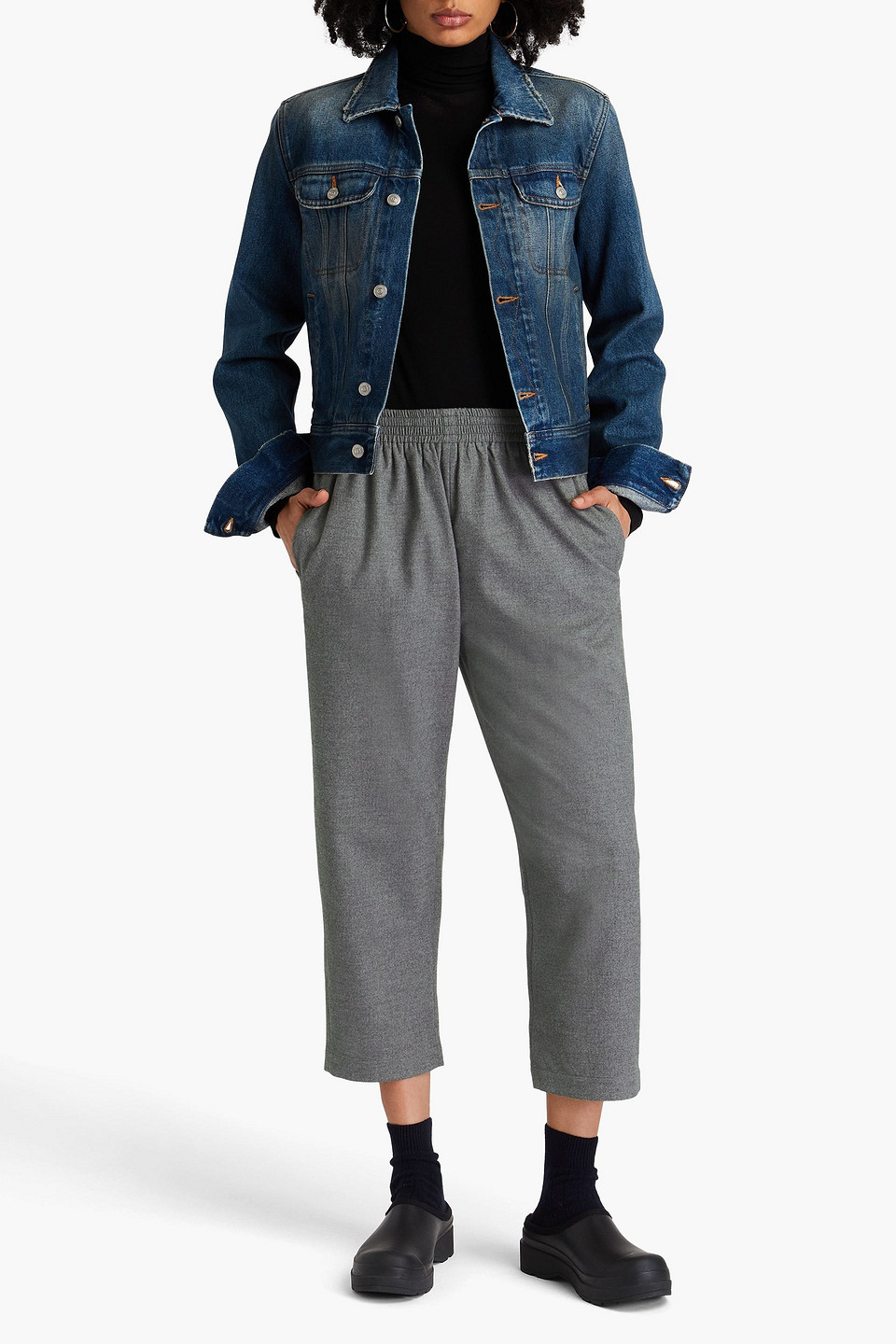 MM6 MAISON MARGIELA CROPPED FLANNEL TAPERED PANTS