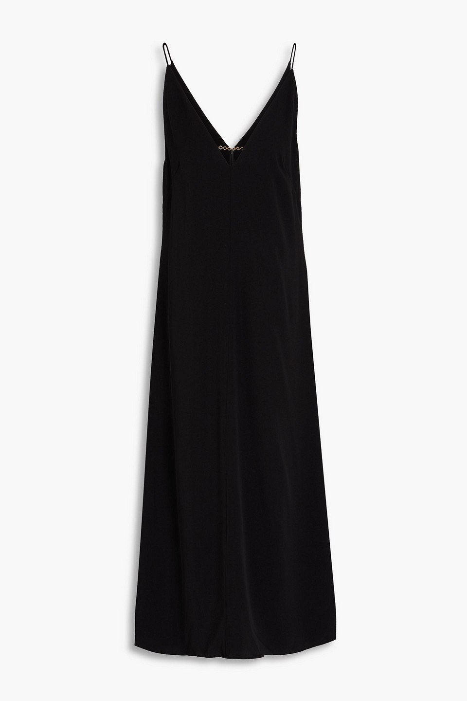 Zimmermann Chain-embellished Twill Midi Slip Dress In Black