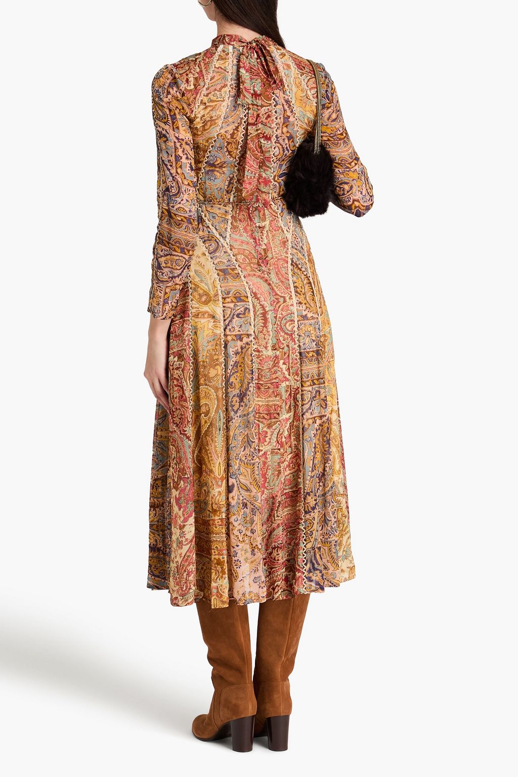 ZIMMERMANN Belted floral-print georgette midi dress