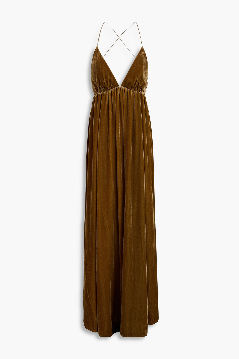 Zimmermann Sensory Velvet Maxi Dress In Brown Olive