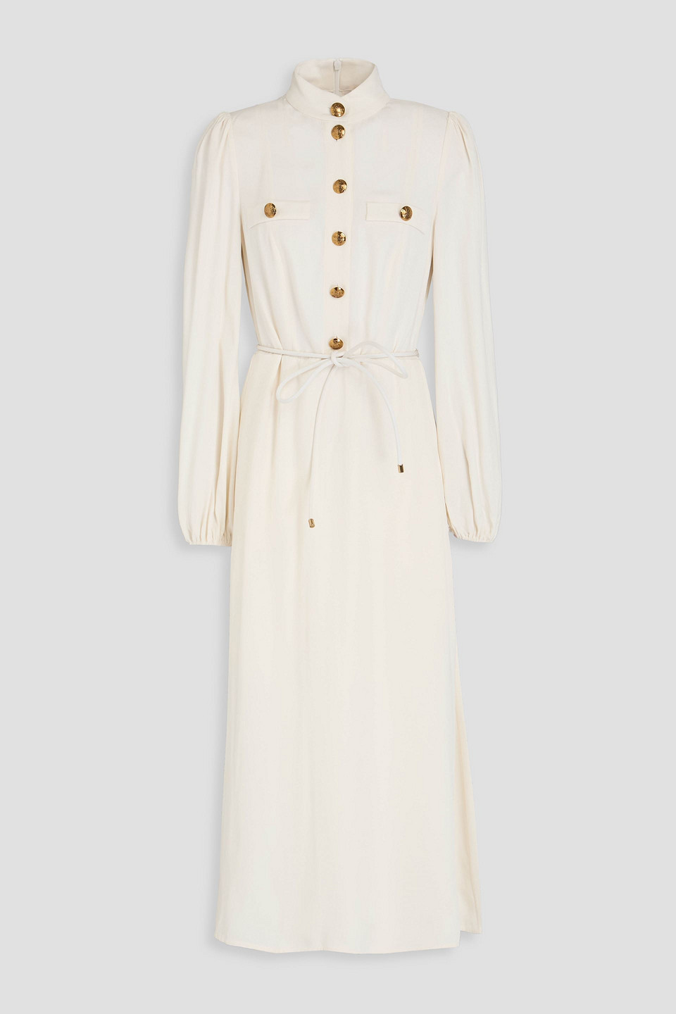 zimmermann - belted crepe midi shirt dress - white - 1
