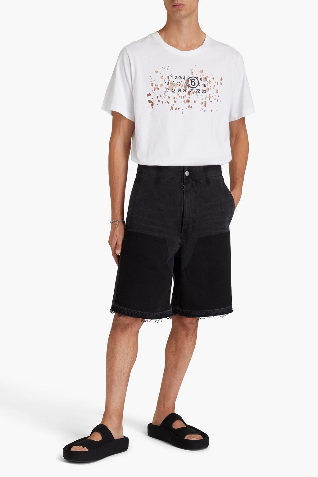 MM6 MAISON MARGIELA شورت دنيم بحواف منسّلة