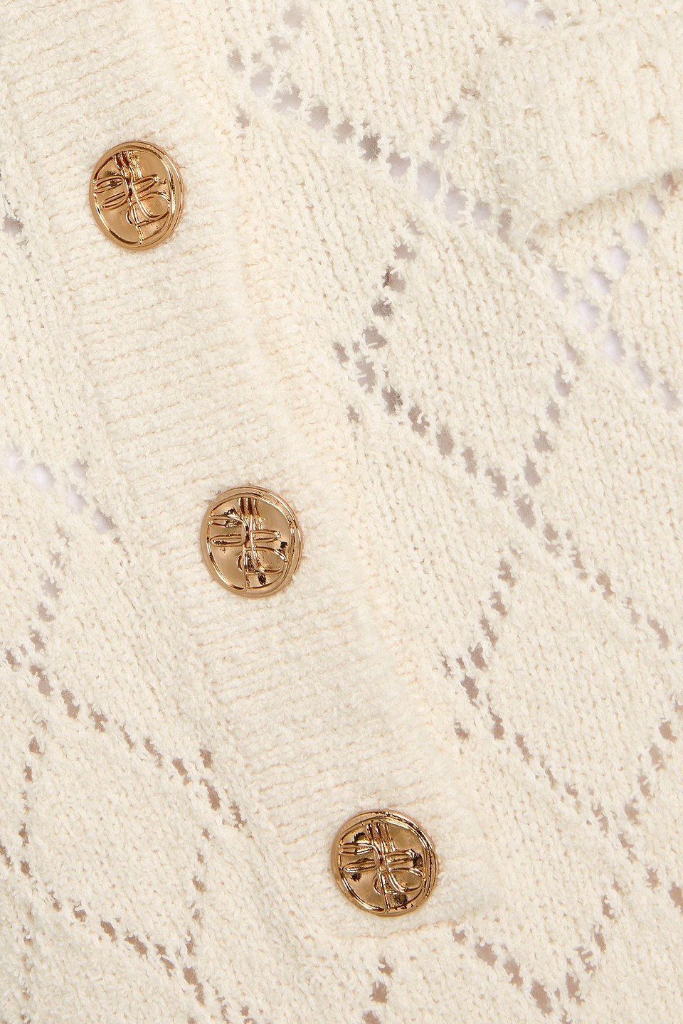 Zimmermann Pullover Aus Pointelle-strick Mit Verzierungen Und Polokragen In Creme