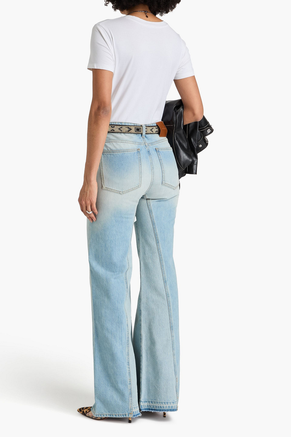 Shop Victoria Beckham High-rise Wide-leg Jeans In Hellblauer Denim