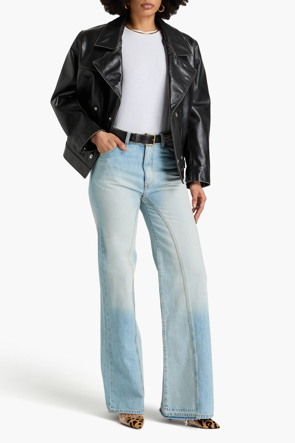 Shop Victoria Beckham High-rise Wide-leg Jeans In Hellblauer Denim