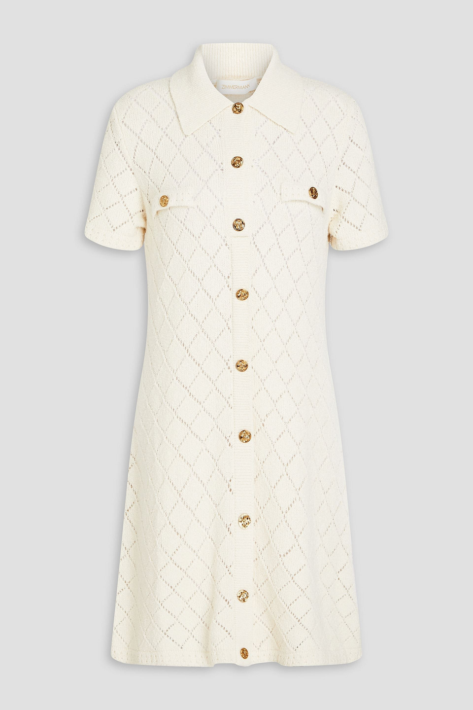 Zimmermann Pointelle-knit Mini Shirt Dress In White