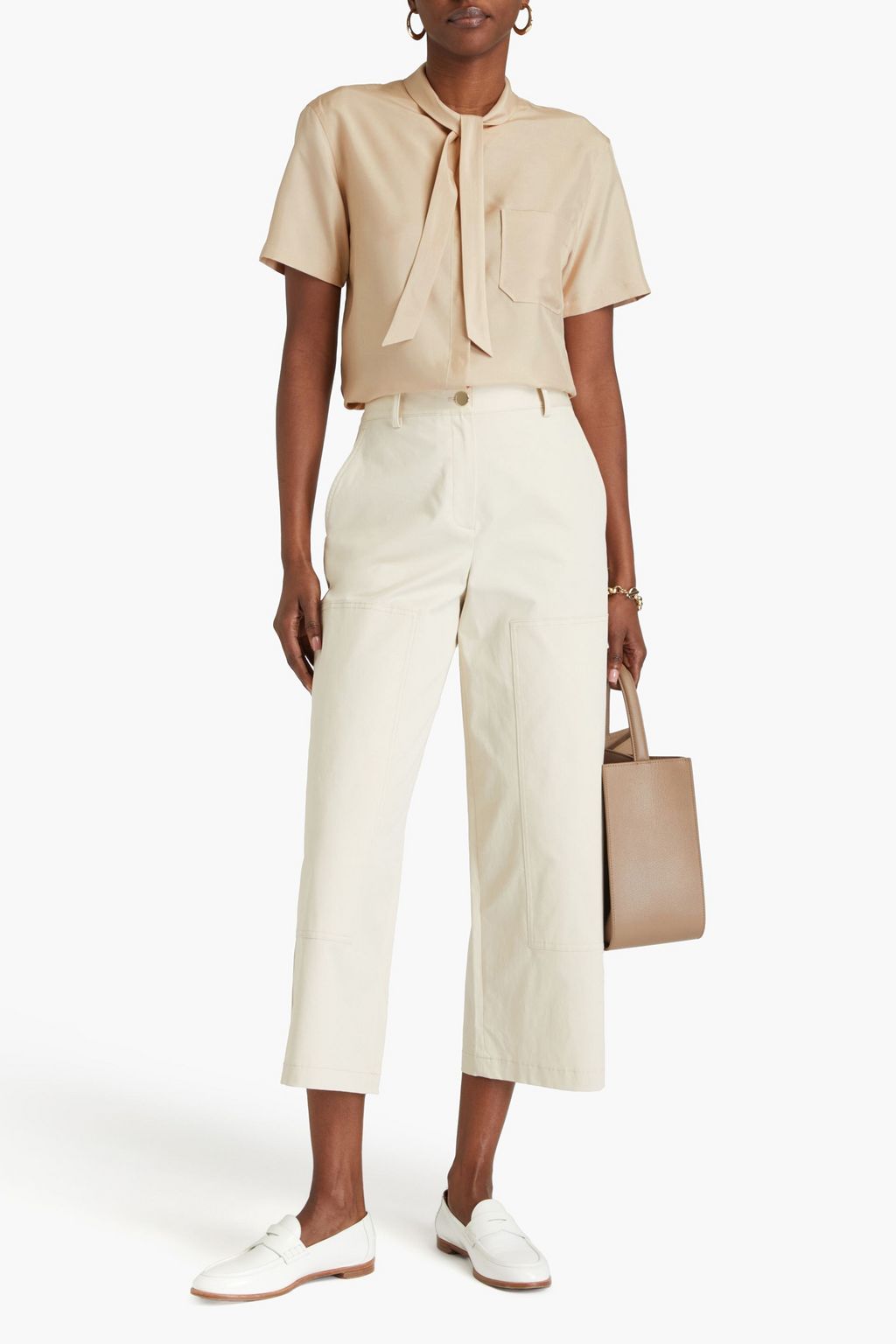 THEORY PROJECT Tie-detailed silk crepe de chine shirt