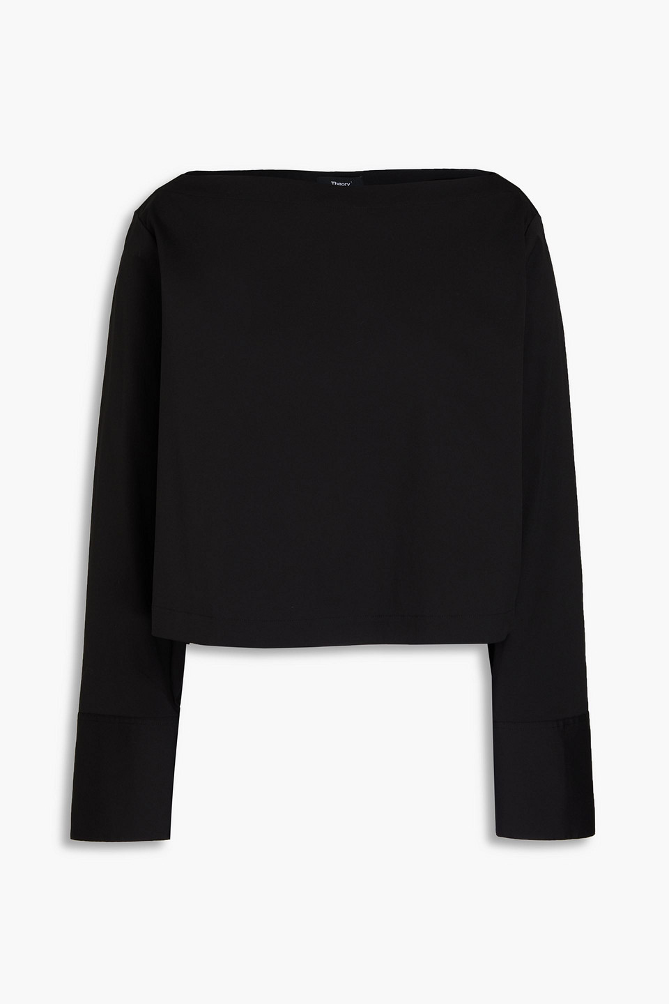 Theory - Cropped cotton-blend poplin top - Black - M