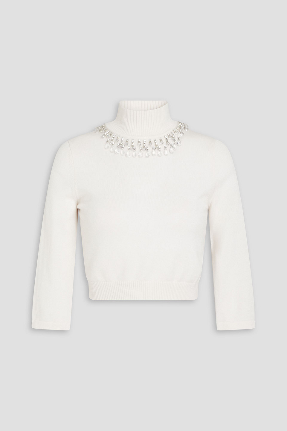 Zimmermann Womens Parchment Round-neck Cropped Wool Top