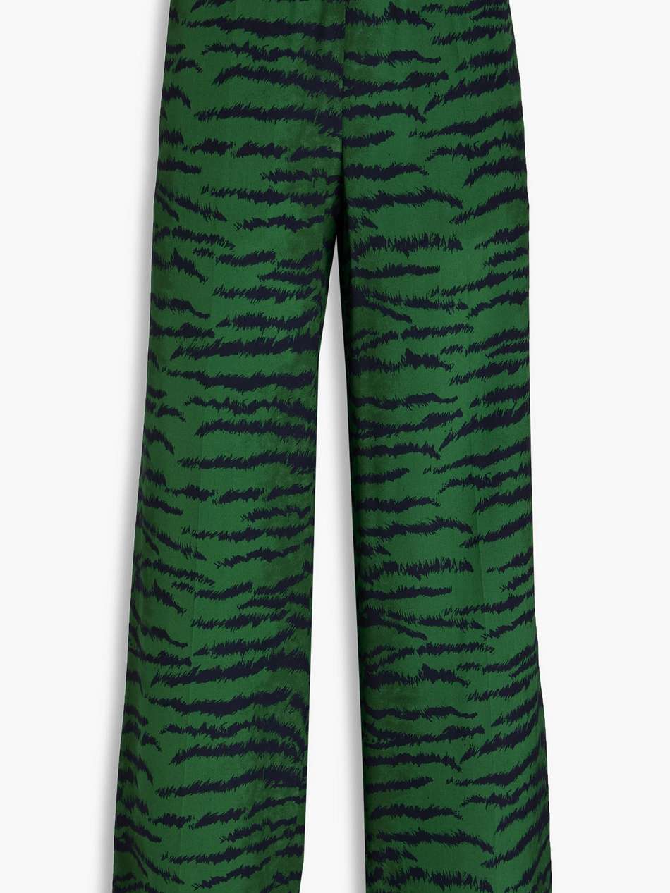 tiger-print silk crepe de chine wide-leg pants
