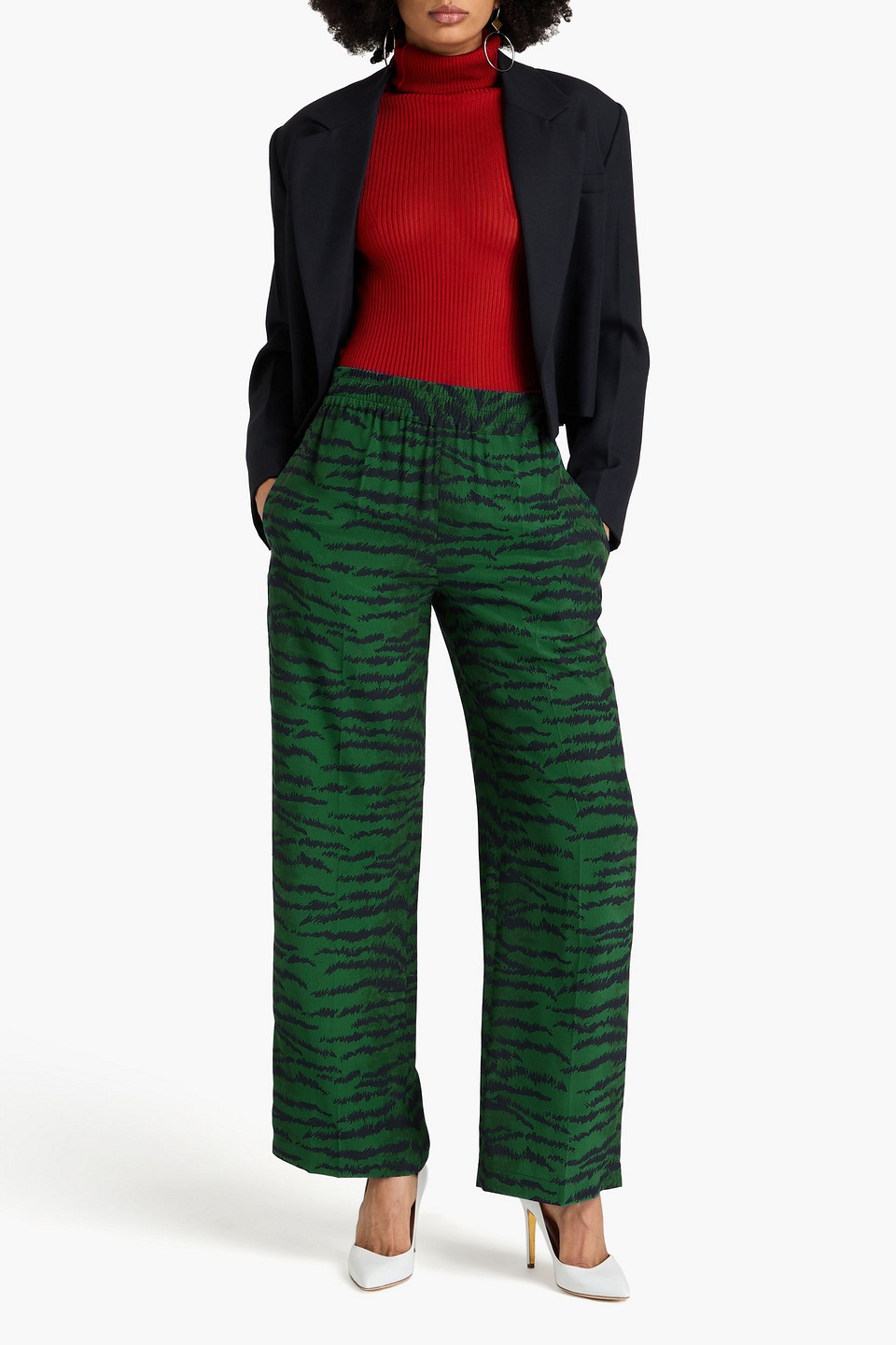 Victoria Beckham Tiger-print Silk Trousers In Animal-print