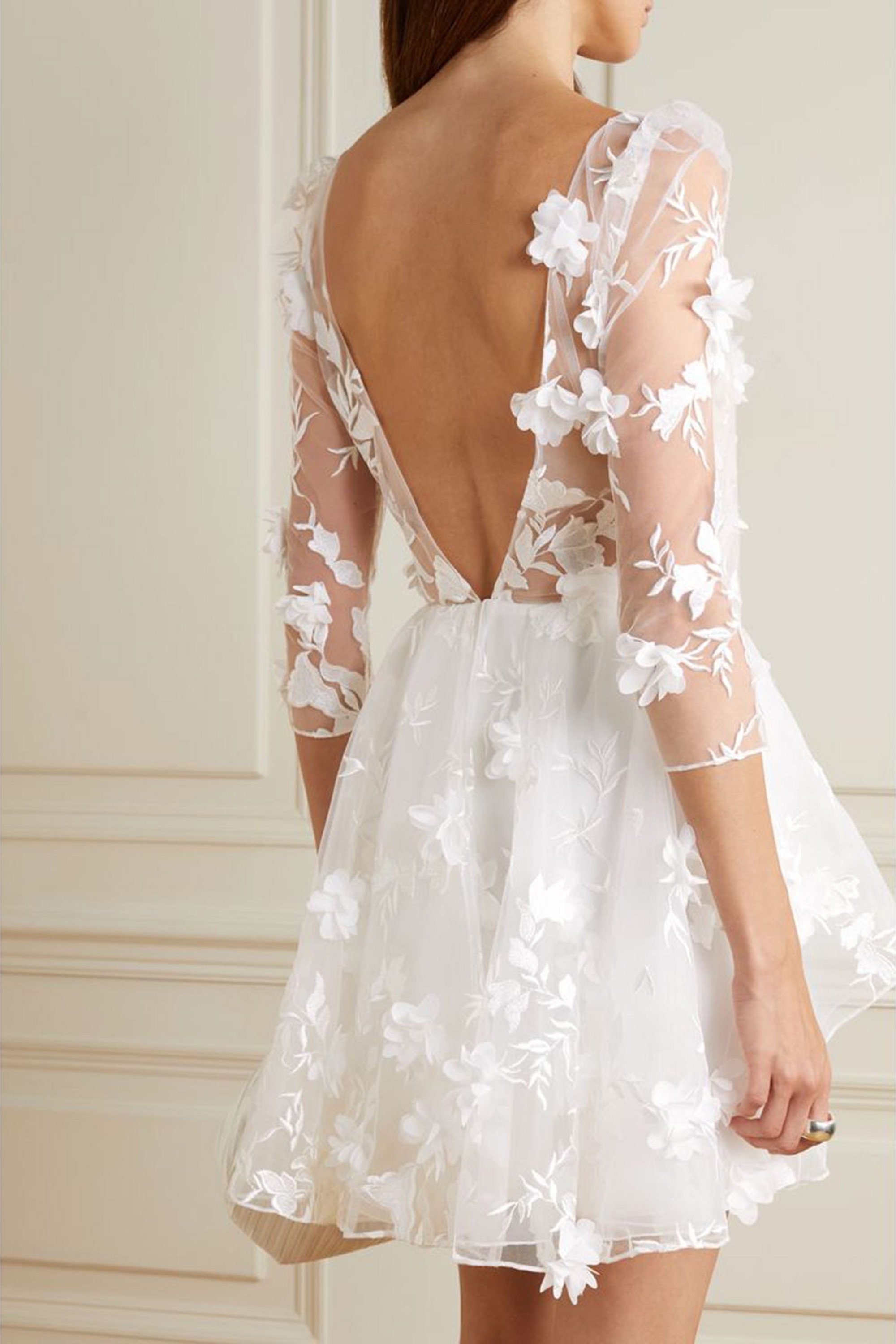 Rime Arodaky Quilak open-back appliquéd embroidered tulle and crepe mini dress