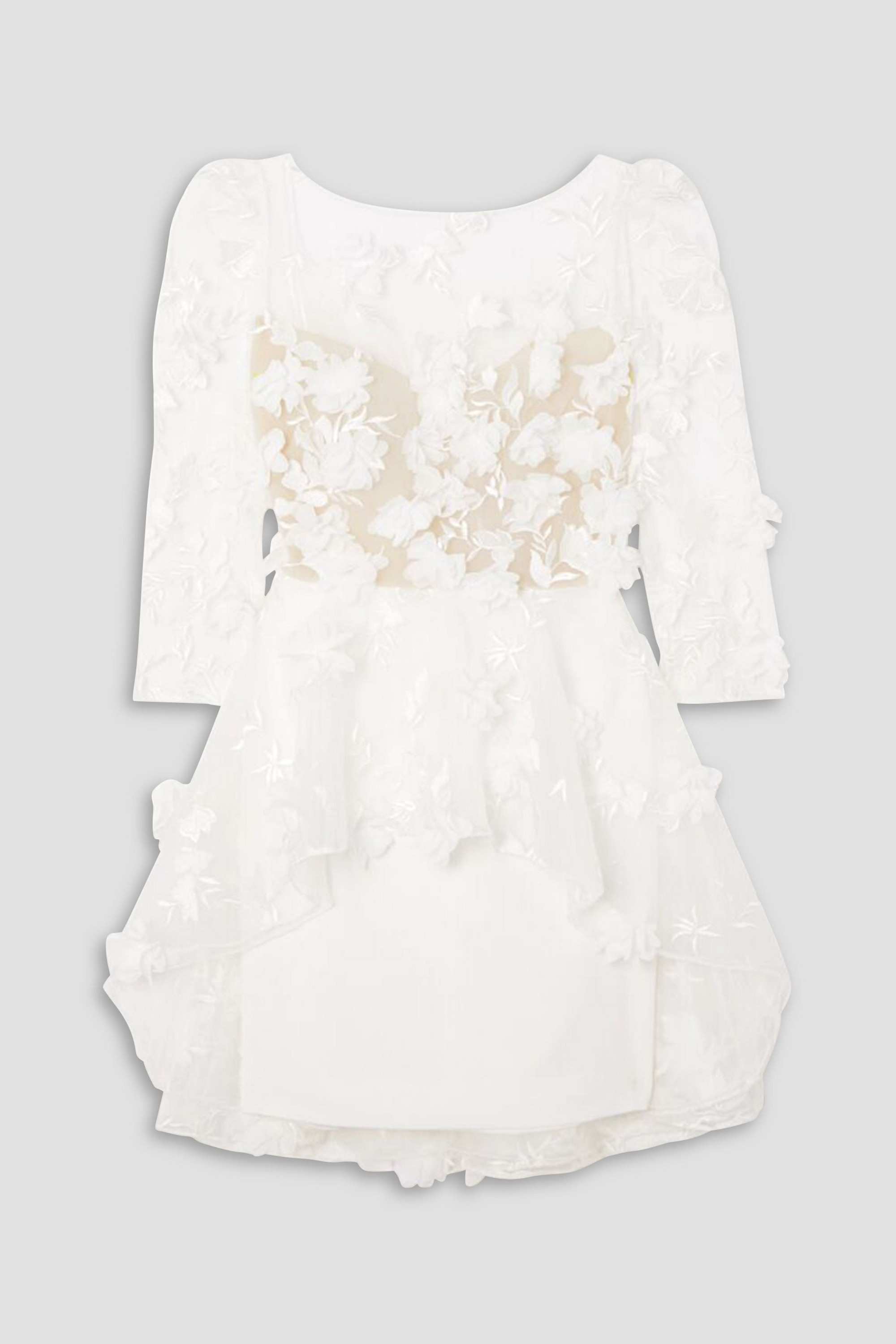 Rime Arodaky Quilak open-back appliquéd embroidered tulle and crepe mini dress