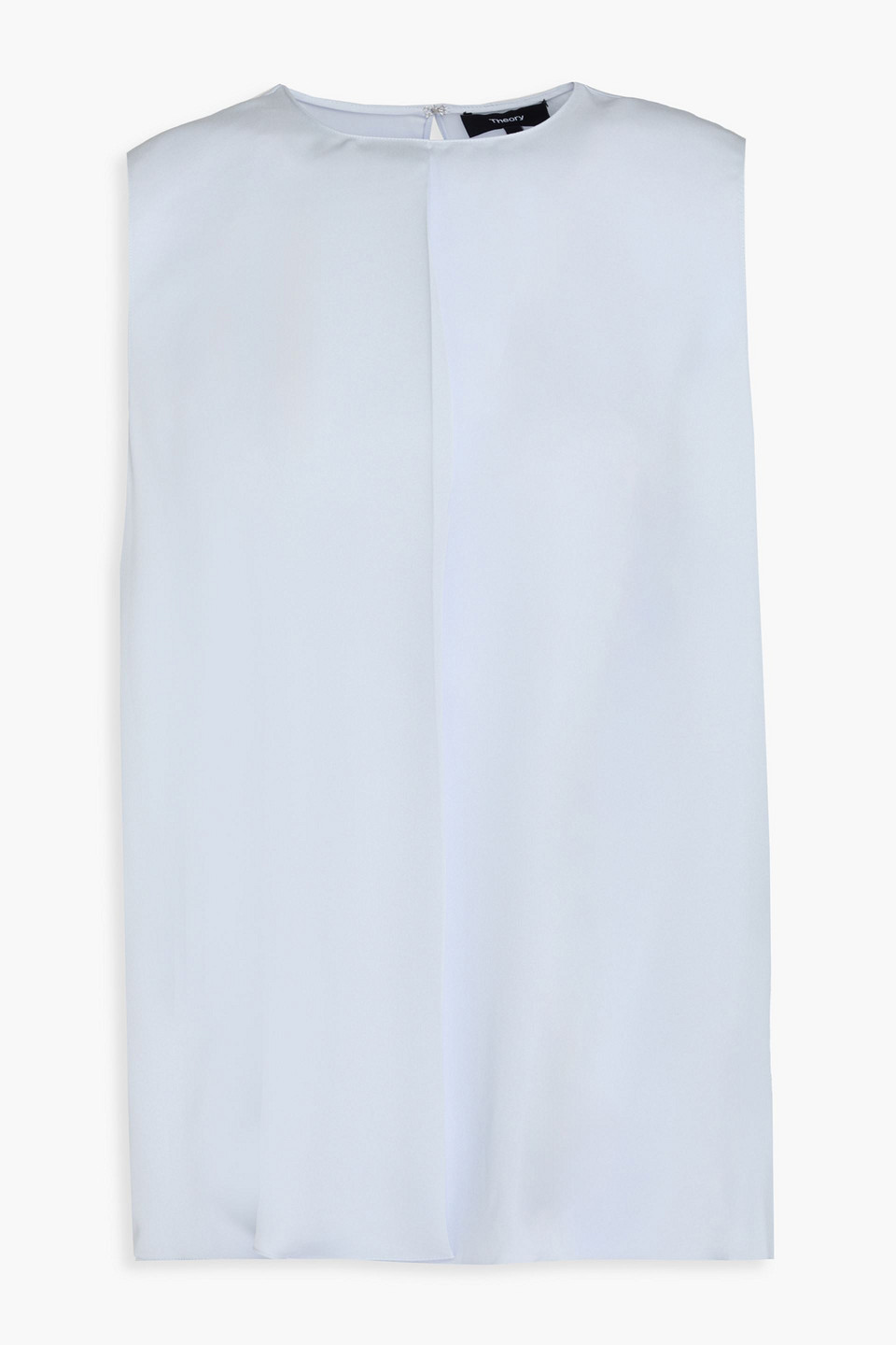 Theory Pleated Silk-georgette Top In Blue