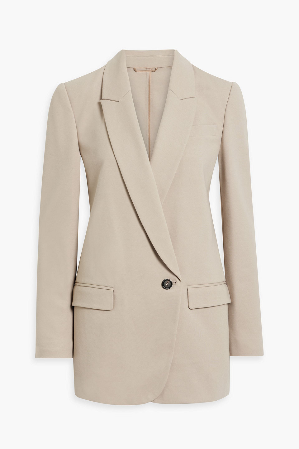 Brunello Cucinelli Bead-embellished Cotton-blend Jersey Blazer In Beige