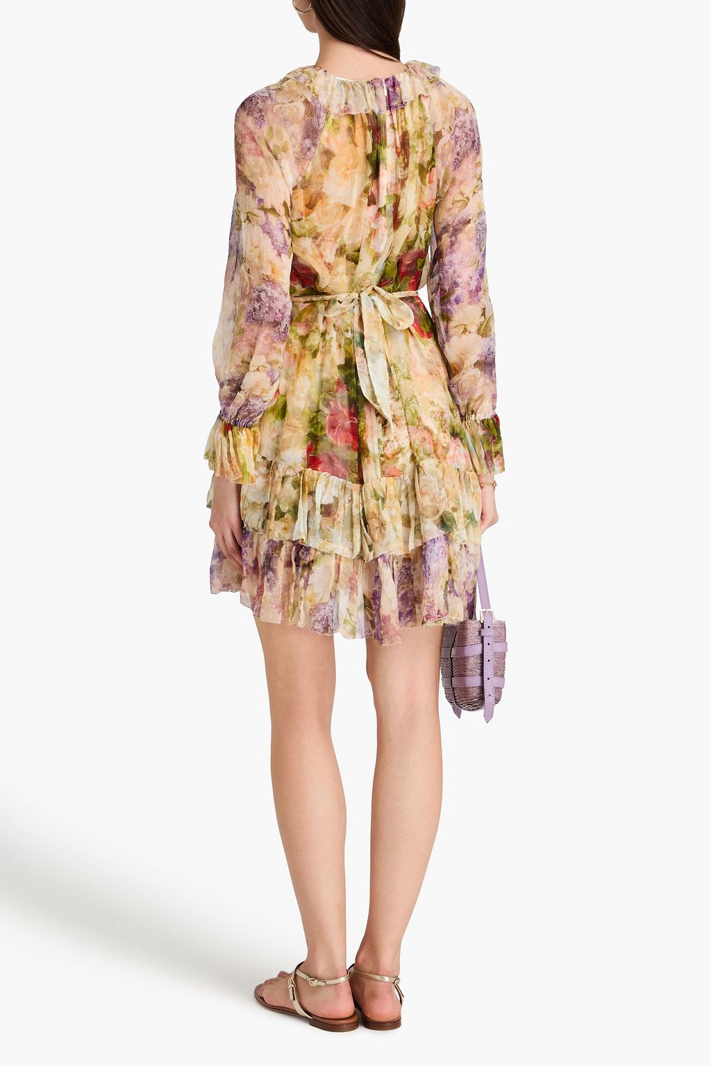 ZIMMERMANN シルククレポン ミニワンピース ラッフル付き フローラルプリント