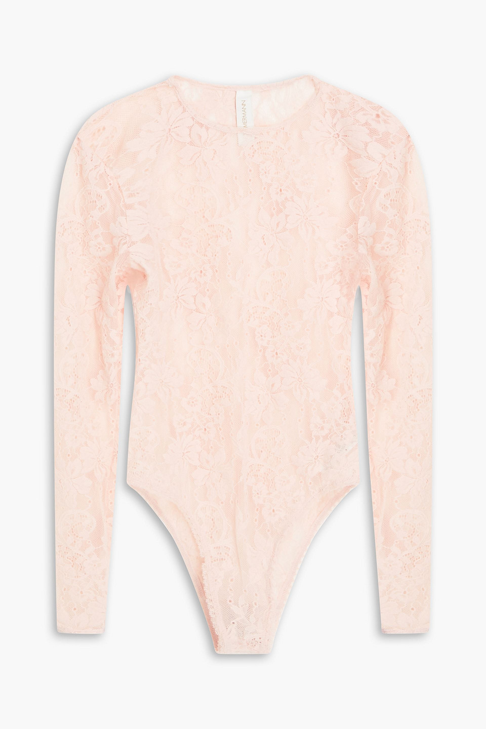 Zimmermann Floral-lace Long-sleeve Body In Pink