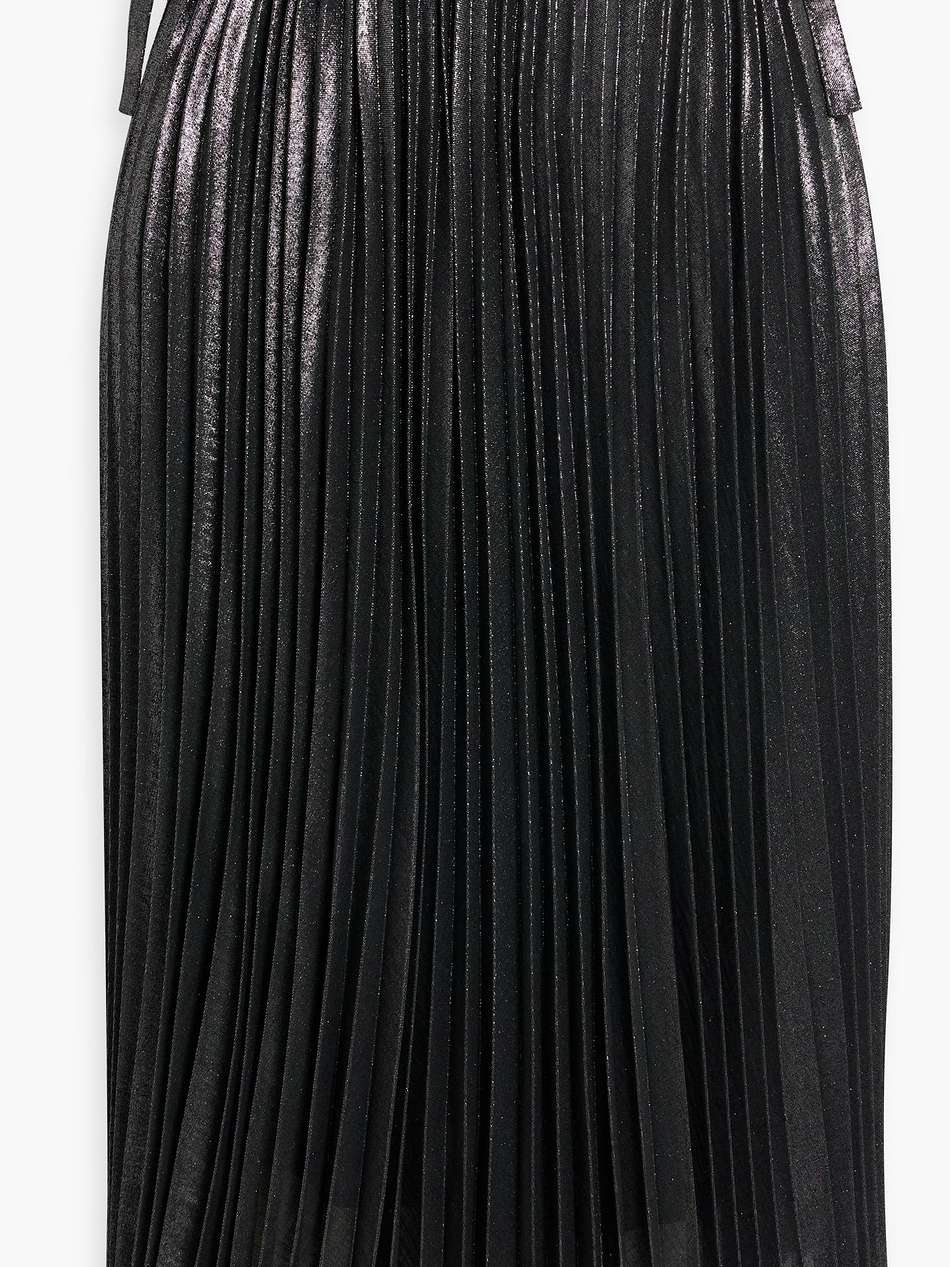 metallic pleated woven skirt