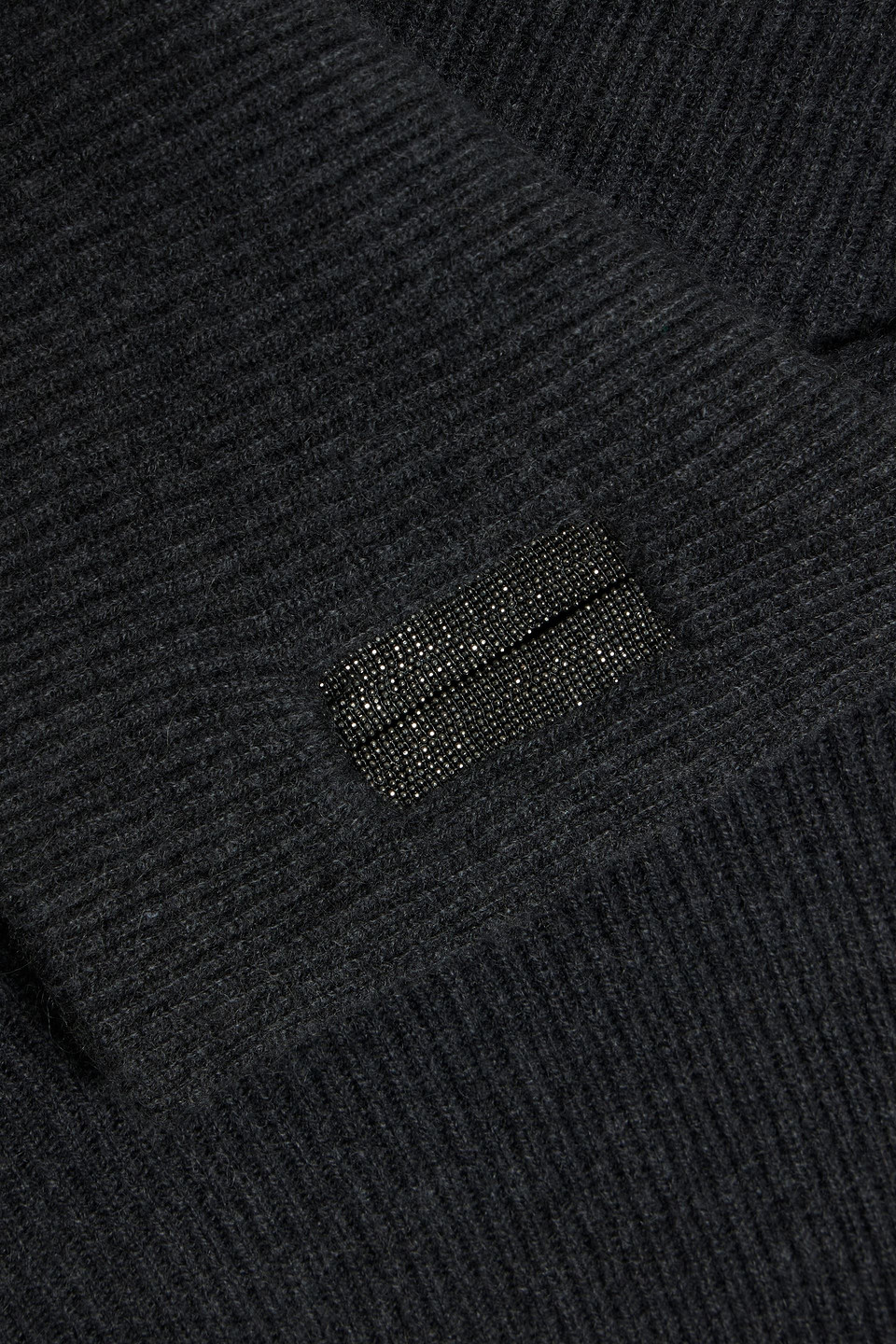 Shop Brunello Cucinelli Oversized Ribbed Cutout Cashmere Turtleneck Sweater In Dark Gray