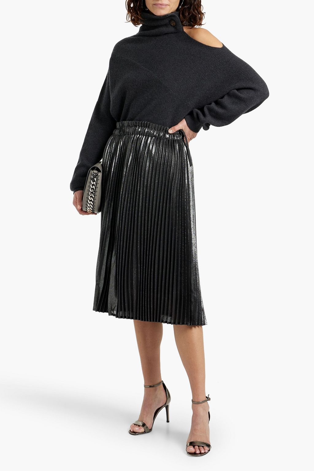 BRUNELLO CUCINELLI Oversized ribbed cutout cashmere turtleneck sweater