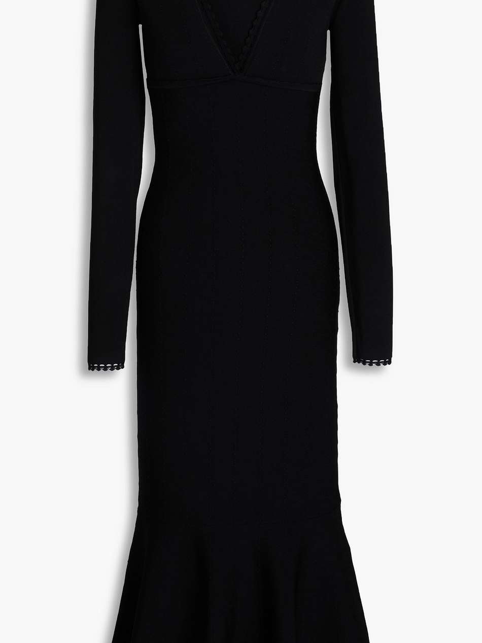 fluted knitted midi dress