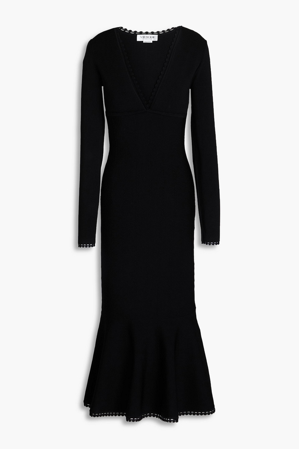 Fluted knitted midi dress