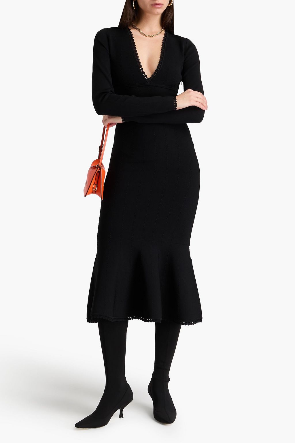VB BODY VICTORIA BECKHAM Fluted knitted midi dress