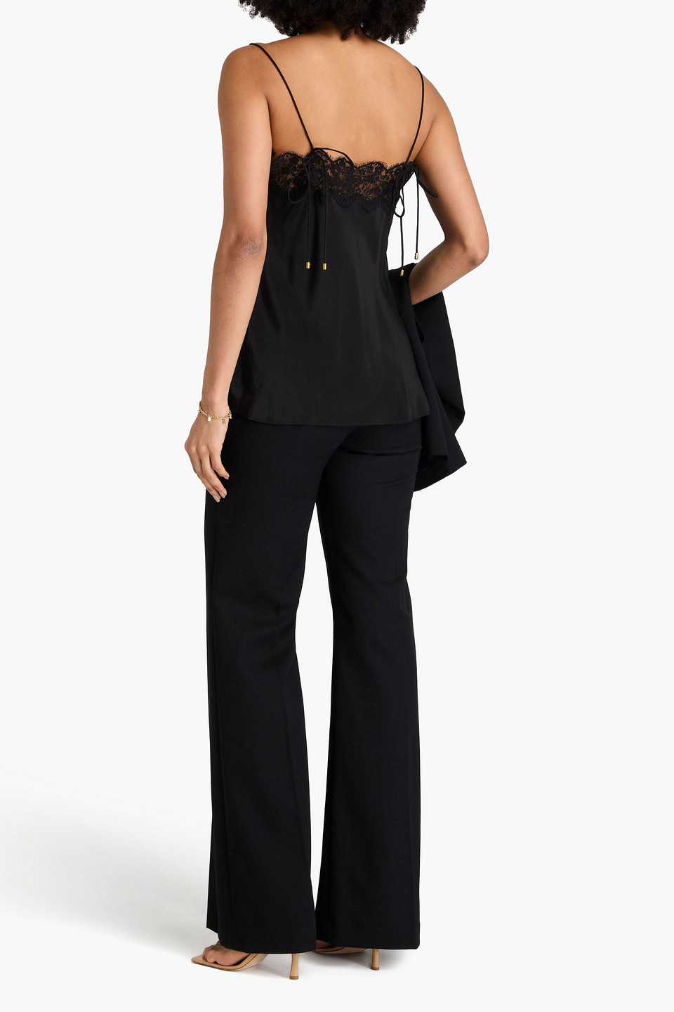 Zimmermann Top Aus Satin Mit Floralem Print Und Spitzenbesatz In Schwarz