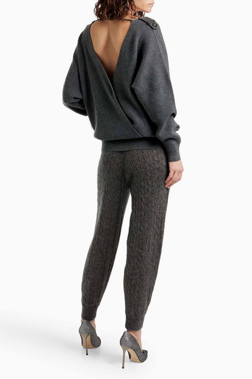 BRUNELLO CUCINELLI Bead-embellished ribbed cashmere sweater