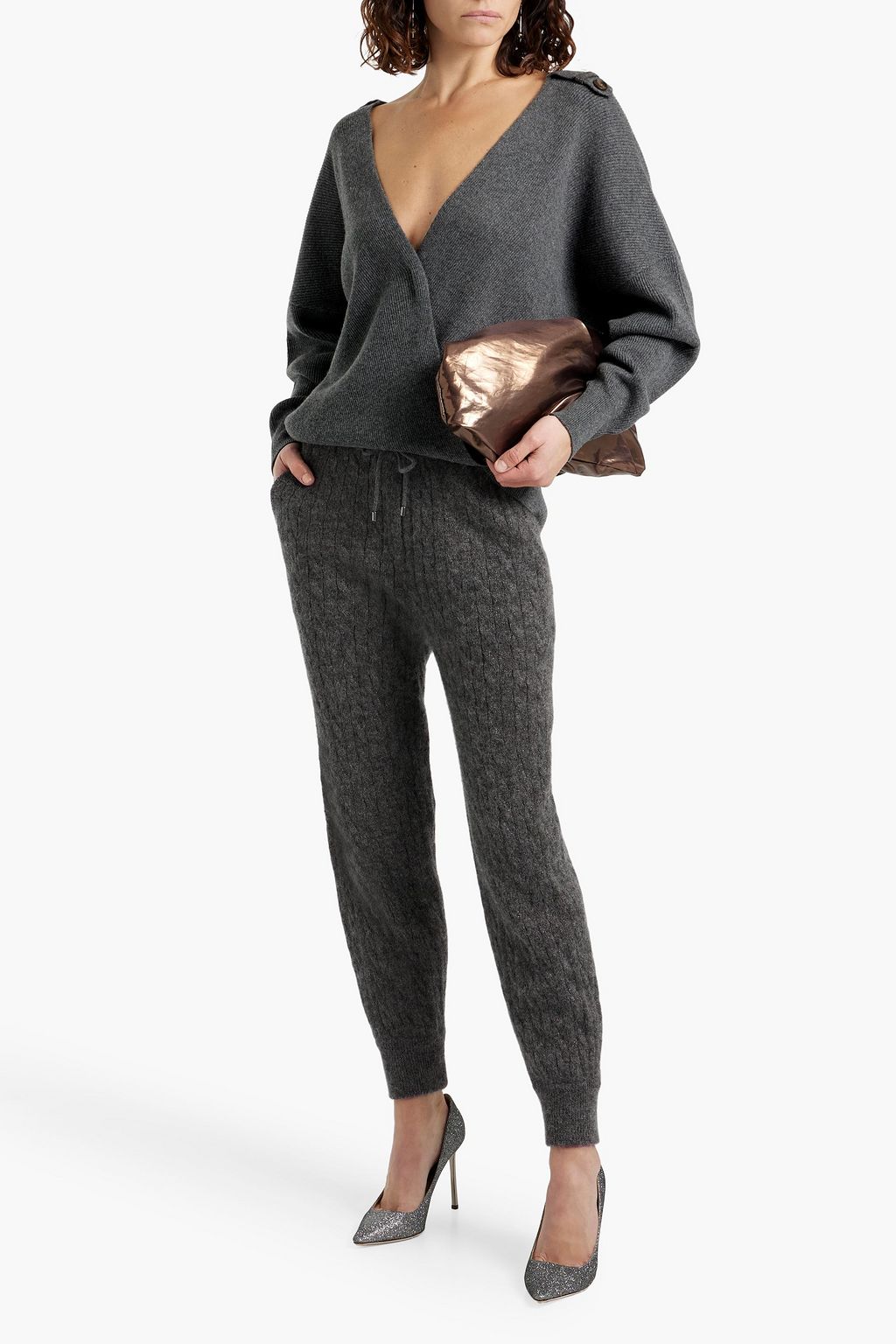 BRUNELLO CUCINELLI Bead-embellished ribbed cashmere sweater