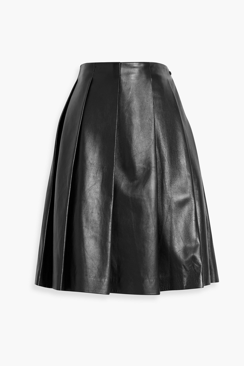 Brunello Cucinelli Bead-embellished Pleated Leather Mini Skirt In Black