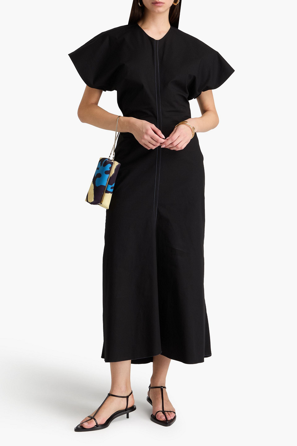 Victoria Beckham Cotton-blend Maxi Dress In Black