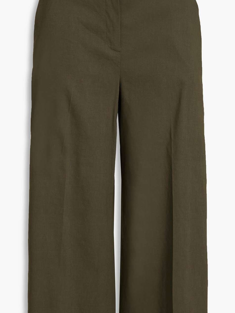 cropped linen-blend wide-leg pants