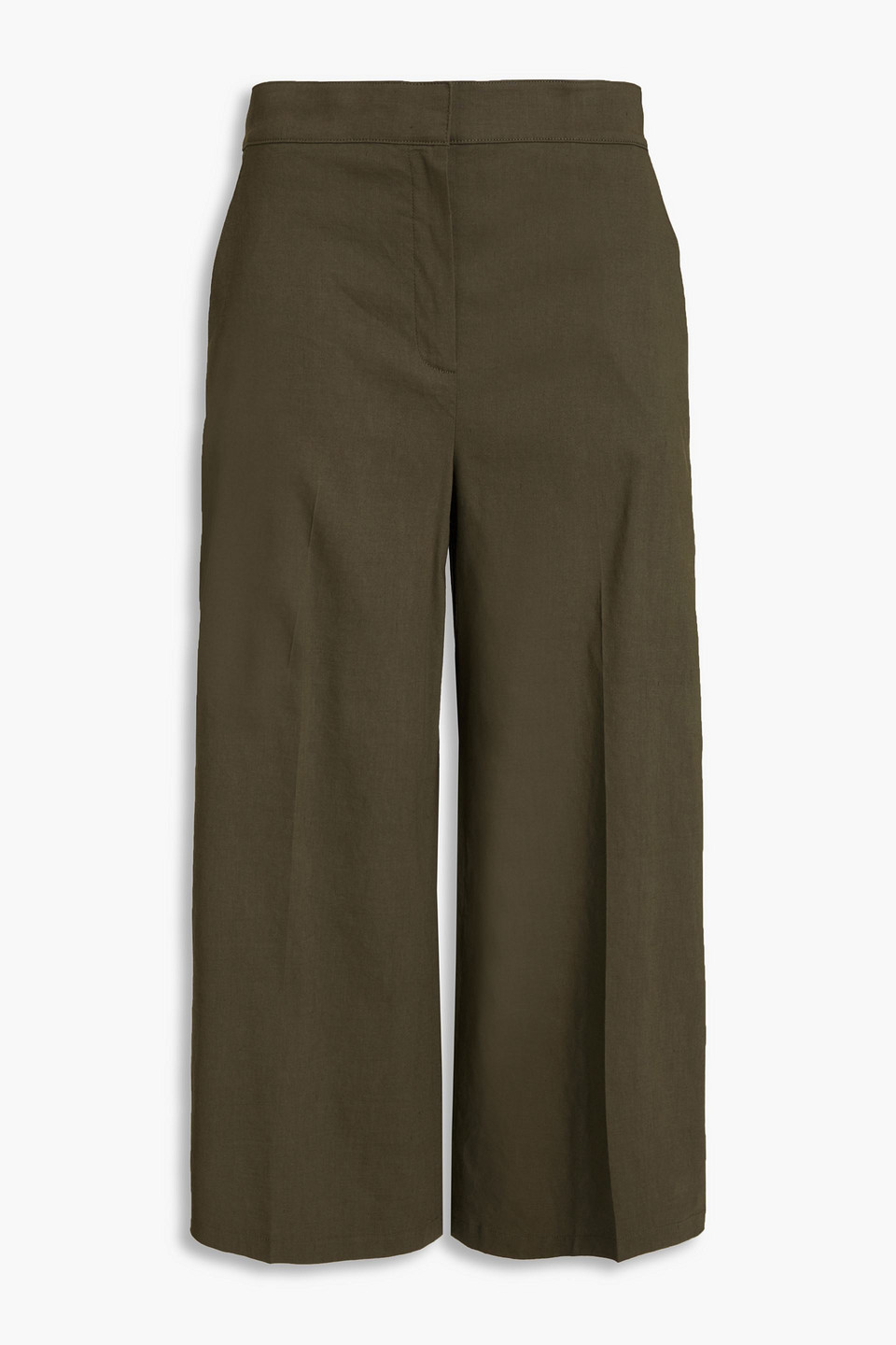 Theory Linen-blend Kick-flare Pants In Army Green