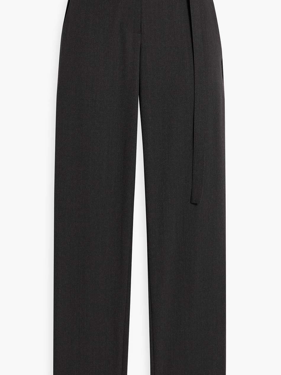 belted wool-blend slim-leg pants
