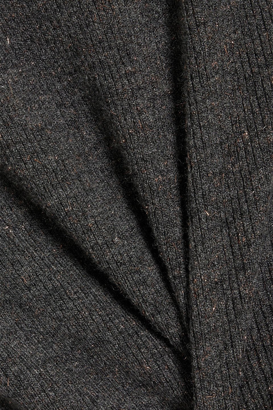 Brunello Cucinelli Cutout Metallic Ribbed-knit Sweater In Dark Gray